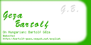 geza bartolf business card